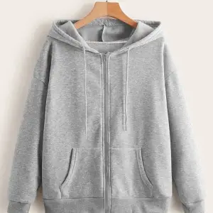 Gri Kapüşonlu Fermuarlı Sweatshirt