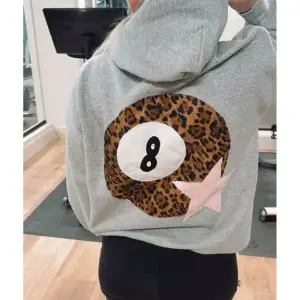 8 ball leopar star sırt baskılı oversize sweatshirt gri