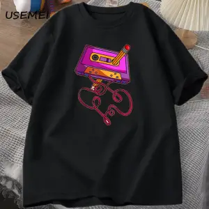 80s kaset bant kalem baskılı t-shirt 1980s Retro Vintage gerileme müzik T Shirt erkek giyim b 3069