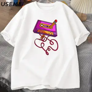 80s kaset bant kalem baskılı t-shirt 1980s Retro Vintage gerileme müzik T Shirt erkek giyim b 3069