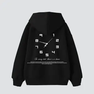 816 Clock Baskılı Oversize Unisex Beyaz