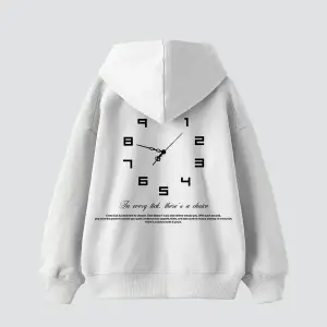 816 Clock Baskılı Oversize Unisex Beyaz
