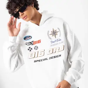 816 Racing Baskılı Oversize Unisex Beyaz