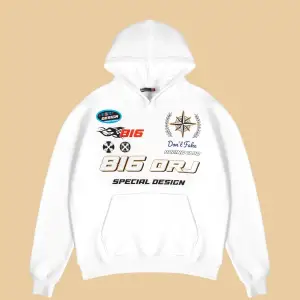 816 Racing Baskılı Oversize Unisex Beyaz