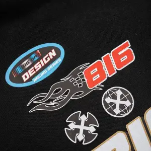 816 Racing Baskılı Oversize Unisex Beyaz