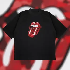 A Bathing Ape X Rolling Stones Red Boxy Fit Oversize Unisex Tshirt – Baskılı Tişör