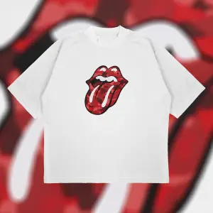 A Bathing Ape X Rolling Stones Red Boxy Fit Oversize Unisex Tshirt – Baskılı Tişör