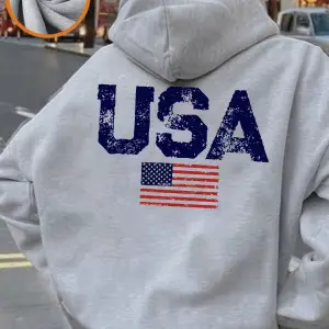 ABD Mektubu Amerikan Bayrağı Baskılı Kapüşonlu Üstler Kadınlar İçin Kışlık Polar Sıcak Kazak