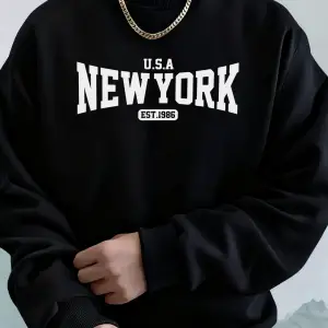 ABD New York Est 1986 Baskı Erkek Sonbahar Temel Ürünler Tişörtü Polar Yumuşak Kapüşonlu Üst