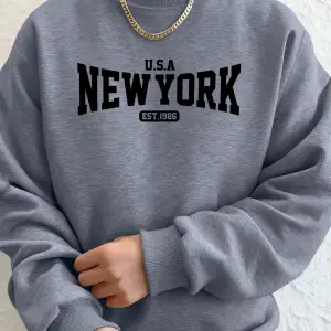 ABD New York Est 1986 Baskı Erkek Sonbahar Temel Ürünler Tişörtü Polar Yumuşak Kapüşonlu Üst
