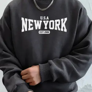 ABD New York Est 1986 Baskı Erkek Sonbahar Temel Ürünler Tişörtü Polar Yumuşak Kapüşonlu Üst