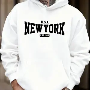 ABD New York Est 1986 Baskı Unisex Sonbahar Günlük Tişörtü Moda Cep Sokak Giyimi Polar Sokak