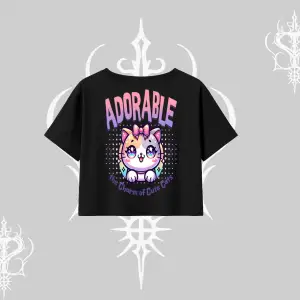 Adorable Kawaii Kedi Arka Baskılı Oversize Crop Tshirt