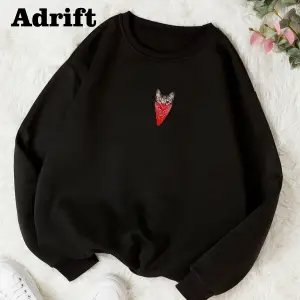 Adrif Maskeli Kedi Renkli Oversize Bisiklet Yaka Pamuklu Sweatshirt Beyaz