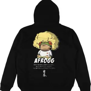 Afrogg Siyah Oversize Unisex Kapüşonlu Sweatshirt Hoodie