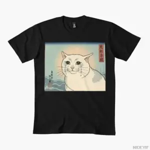 Ağlayan Kedi Japon Meme T-shirt Erkekler Kadınlar Için % 100% Pamuklu T Shirt Kısa Kollu Üstl