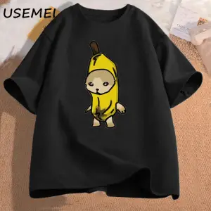 Ağlayan muz kedi Meme T-shirt adam komik üzgün Kitty kedi Tshirt El Gato pamuk kısa kollu tiş 2966