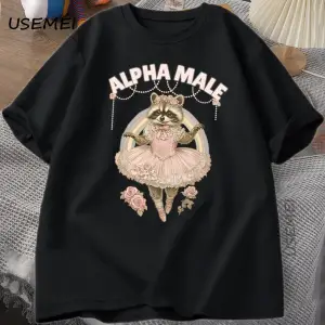 Alfa Erkek Rakun Grapchi T Shirt Pamuk Kısa Kollu Komik Baskı T-shirt Kadın ve Erkek Pamuk Vi 3019