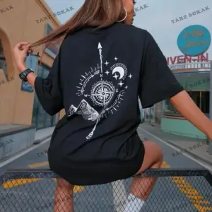 ALİKA Unisex Oversize Beyaz Pusula