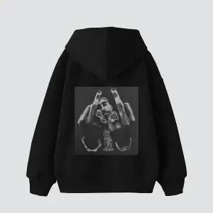 All Eyez On Me Baskılı Oversize Unisex Premium Siyah