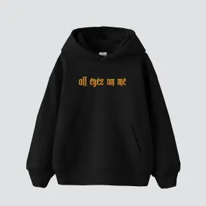 All Eyez On Me Baskılı Oversize Unisex Premium Siyah