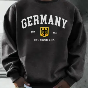 Almanya Deutschland Ulusal Amblem Baskı Erkekler Kazak Moda Polar Kazak Retro Rahat Uzun Koll