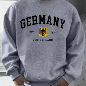 Almanya Deutschland Ulusal Amblem Baskı Erkekler Kazak Moda Polar Kazak Retro Rahat Uzun Koll