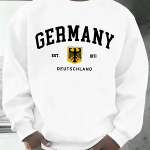 Almanya Deutschland Ulusal Amblem Baskı Erkekler Kazak Moda Polar Kazak Retro Rahat Uzun Koll