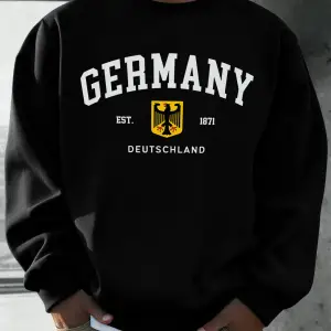 Almanya Deutschland Ulusal Amblem Baskı Erkekler Kazak Moda Polar Kazak Retro Rahat Uzun Koll