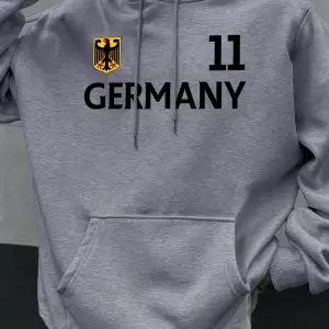Almanya harfli baskılı sonbahar erkek kapüşonlu sweatshirtü, bol kesim, her şeye uyan, moda p