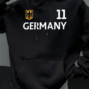 Almanya harfli baskılı sonbahar erkek kapüşonlu sweatshirtü, bol kesim, her şeye uyan, moda p