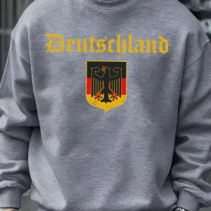 Almanya Ulusal Amblem Desen Erkekler Spor Yumuşak Büyük Boy Kazak Rahat Moda Kazak Sonbahar E