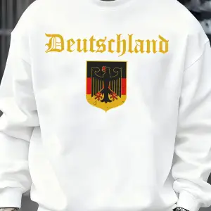 Almanya Ulusal Amblem Desen Erkekler Spor Yumuşak Büyük Boy Kazak Rahat Moda Kazak Sonbahar E