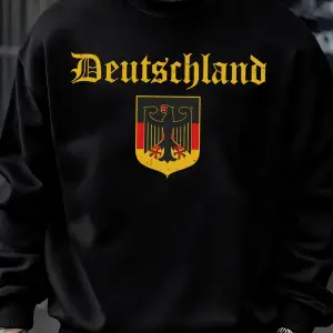 Almanya Ulusal Amblem Desen Erkekler Spor Yumuşak Büyük Boy Kazak Rahat Moda Kazak Sonbahar E