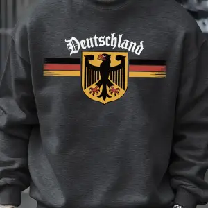 Almanya Ulusal Amblemi Baskılı Kazak Erkekler Sonbahar Hip Hop Kazaklar Bisiklet Yaka Polar Ü