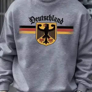 Almanya Ulusal Amblemi Baskılı Kazak Erkekler Sonbahar Hip Hop Kazaklar Bisiklet Yaka Polar Ü