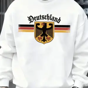 Almanya Ulusal Amblemi Baskılı Kazak Erkekler Sonbahar Hip Hop Kazaklar Bisiklet Yaka Polar Ü