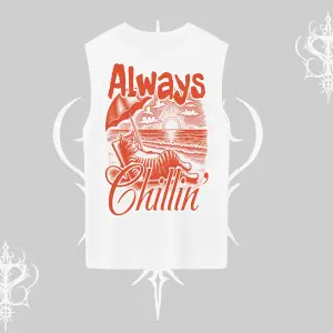 Always Chillin Kedi Arka Baskılı Kolsuz Tshirt