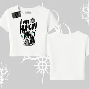 Am Hungry Kedi Baskılı Babby Tee Tshirt