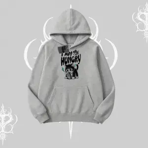 Am Hungry Kedi Baskılı Kapşonlu Sweatshirt