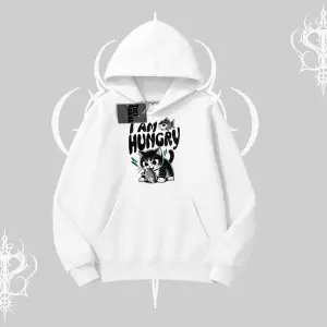 Am Hungry Kedi Baskılı Kapşonlu Sweatshirt