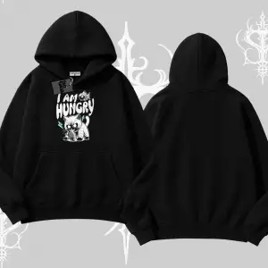 Am Hungry Kedi Baskılı Kapşonlu Sweatshirt