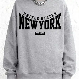 Amerika Birleşik Devletleri New York 1986 Baskılı Kazak Kadın Kışlık Yuvarlak Yaka Kapüşonlu