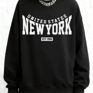 Amerika Birleşik Devletleri New York 1986 Baskılı Kazak Kadın Kışlık Yuvarlak Yaka Kapüşonlu