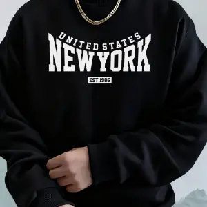 Amerika Birleşik Devletleri New York Est 1986 Baskılar Erkek Sonbahar Spor Tişörtü Bol Rahat