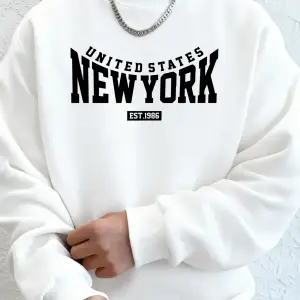 Amerika Birleşik Devletleri New York Est 1986 Baskılar Erkek Sonbahar Spor Tişörtü Bol Rahat