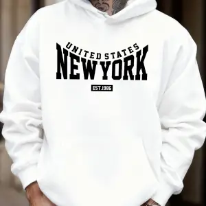 Amerika Birleşik Devletleri New York Est 1986 Baskılı Erkek Sonbahar Polar Kapşonlu Kazaklar