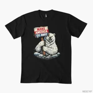 Amerikayı Uzaklaştırmak Kutup Ayısı Grönland Protesto Tişörtü Erkekler Kadınlar İçin %100 Pa