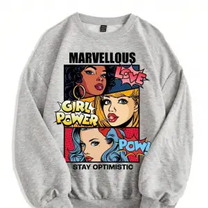 Amerikan tarzı çizgi roman baskılı kadın tişörtü Harajuku gevşek kazaklar moda polar sıcak üs