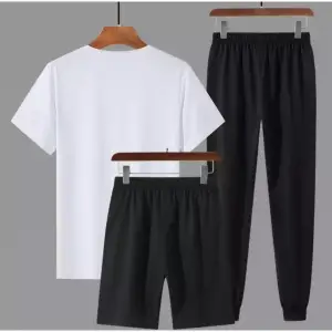 AMOR MAN Yuvarlak Yaka Ter Tutmayan %100 Pamuk Yeni Stil Kısa Kollu Şortlu 3lü Erkek Eşofman